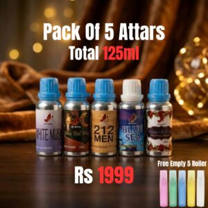 Pack of 5 Attars – Soft & Mild Pleasant Attars (125ml)