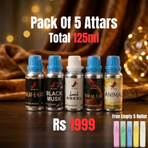 Pack of 5 Premium Attars – Dark & Strong Attar Set (125ml)