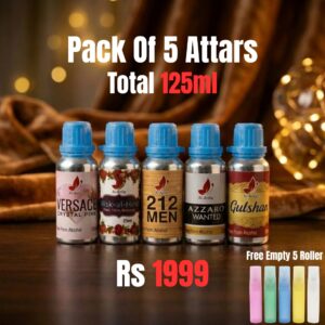 Pack of 5 Attars – Fresh & Clean Daily Wear Attars (125ml)
